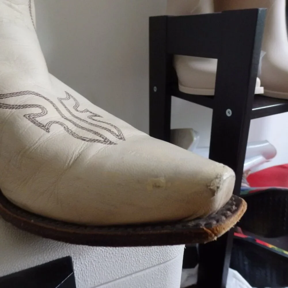 Frye Daisy Duke  Beige All leather cowboy boots size 10 - Picture 6 of 8